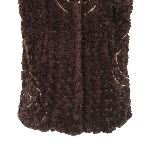 CoVelo Clothing Teddy Bear Vest Jacket Womens Sz 8 Snap Close Brown Faux Fur - Picture 10 of 16